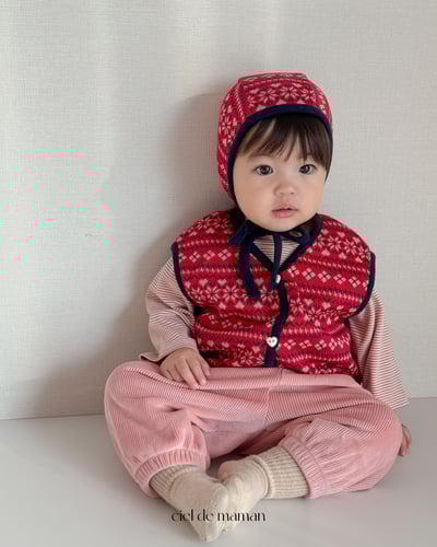 Cieldemaman10｜(6M~24M)  2色雪花針織背心含帽子17