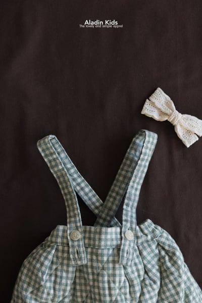 ALADIN18｜(75cm-114cm) 絎縫格紋藍吊帶裙3