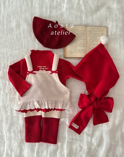 AOSTA68｜(6m-5y) 蝴蝶結蕾絲肩帶背心12