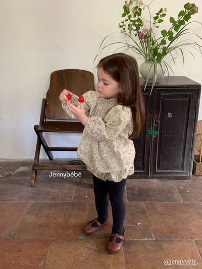 JE584｜(73-100cm) 復古碎花燈芯絨套裝24