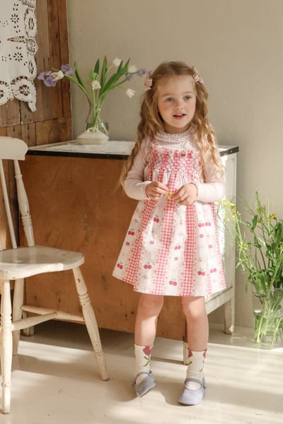 FLO10｜(75-140) 3色櫻桃碎花細肩洋裝3