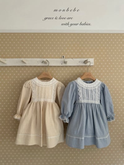 MONBEBE02｜(1y-8y) 蕾絲滾邊緞帶洋裝9