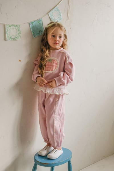 FLO13｜(75-140) 2色蕾絲滾邊休閒縮口褲5