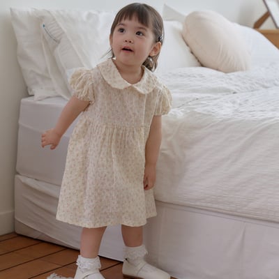 bebe nine46  (65cm-115cm) 2色圓翻領點點洋裝1