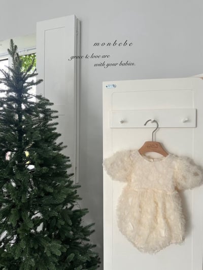 MONBEBE19｜(6m-24m) 層次薄紗綁帶包屁衣7