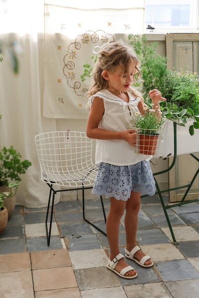 FLO37｜(75-140) 花邊翻領綁帶上衣24