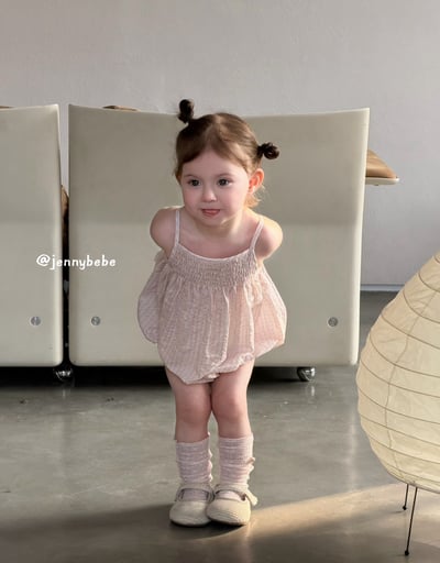 JE713｜(66-90cm) 肩帶小碎花包屁衣1