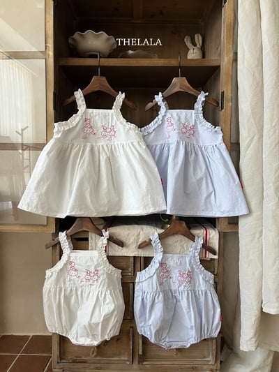 thelala63｜ (0m-18m) 刺繡花邊無袖包屁衣12