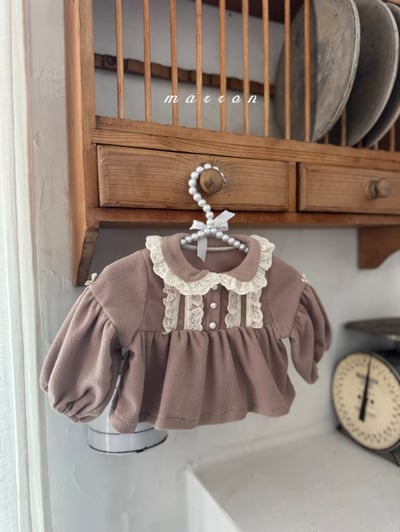 Marron 56｜(3m-18m) 宮廷袖蕾絲領花邊套裝8