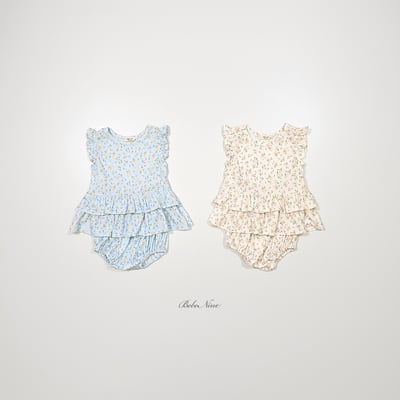 bebe nine04  (6m-24m) 2色碎花蛋糕裙包屁服2