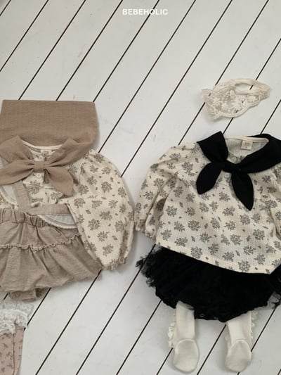 Bebe holic41｜(3m-18m) 領結碎花娃娃袖襯衫12