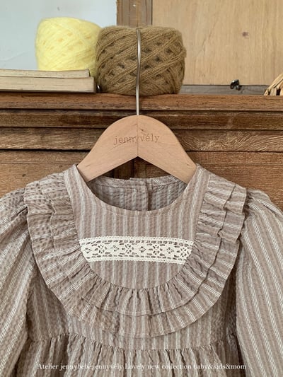 JE574｜(66-90cm) 花邊領條紋包屁衣2