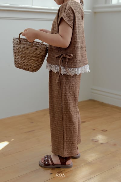 ROA04｜(6m-18m) 2色抓皺蕾絲滾邊套裝12