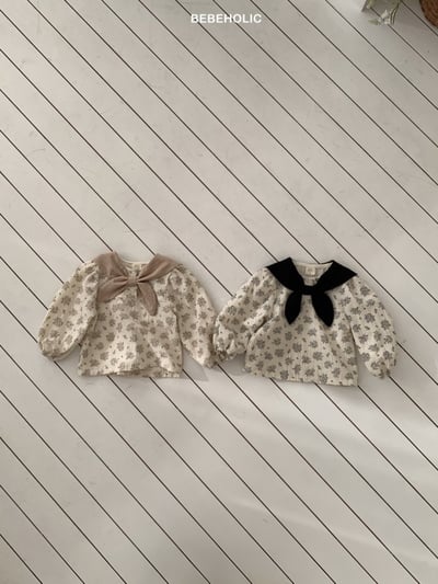 Bebe holic41｜(3m-18m) 領結碎花娃娃袖襯衫5