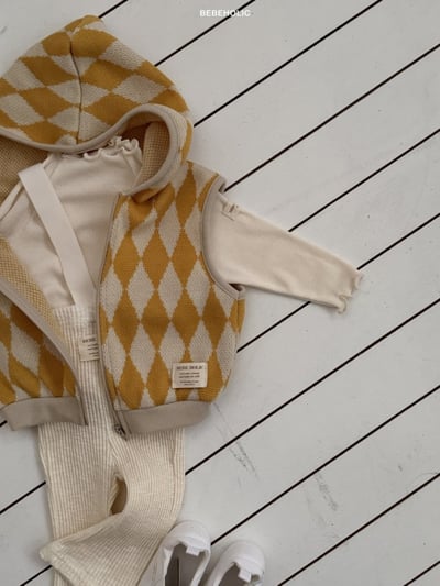 Bebe holic21｜(6m-18m) 菱格紋連帽針織背心13