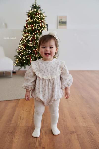 bebe nine11 (55cm-75cm) 2色蕾絲領碎花包屁衣7