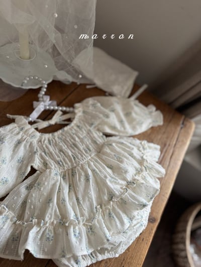 Marron32｜(3m-18m) 春日碎花荷葉包屁裙8