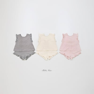 bebe nine44  (65cm-115cm) 3色絲帶荷葉邊套裝2