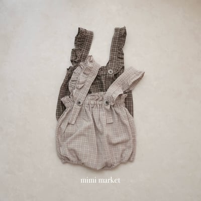 mimi market29 (75-90cm)  花邊格子吊帶褲3
