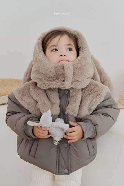 bebe nine36 (65cm-115cm) 2色刷毛暗釦拉鍊連帽小兔外套(帽可拆)3