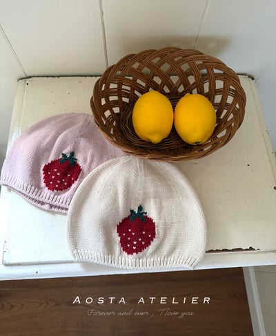 AOSTA19｜(0y-4y) 草莓印花針織帽7