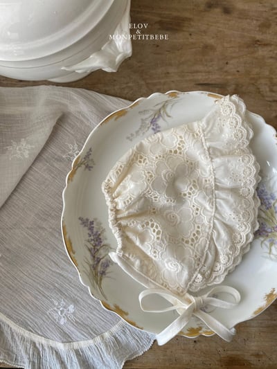 Mon petit01｜(66-90cm) 蕾絲花邊綁帶帽5