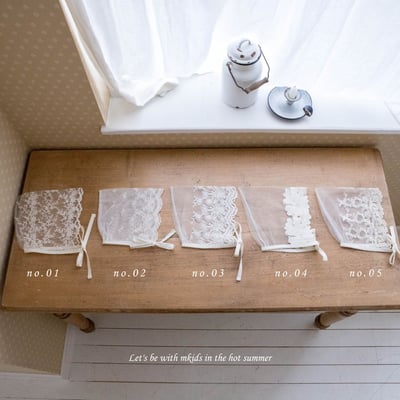 M-KIDS37｜(65-80cm) 蕾絲綁帶帽2