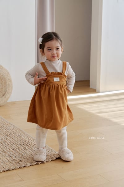 bebe nine29 (65cm-115cm) 3色荷葉摺邊吊帶洋裝6