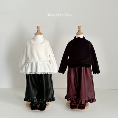 vivid72｜(78cm-125cm) 抓絨荷葉類蕾絲邊上衣3