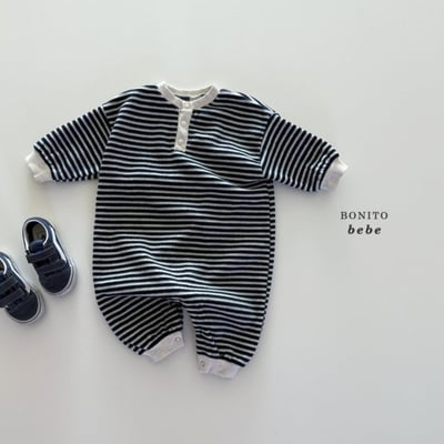 Bonito58｜(3m-18m) 撞色絲絨連身衣7