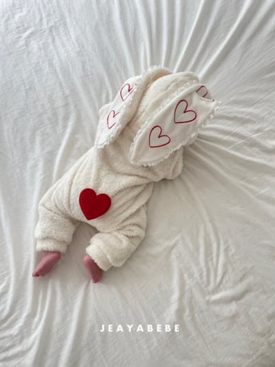 JEAYA07｜(3m-12m) 2色刷毛愛心兔耳連身衣10