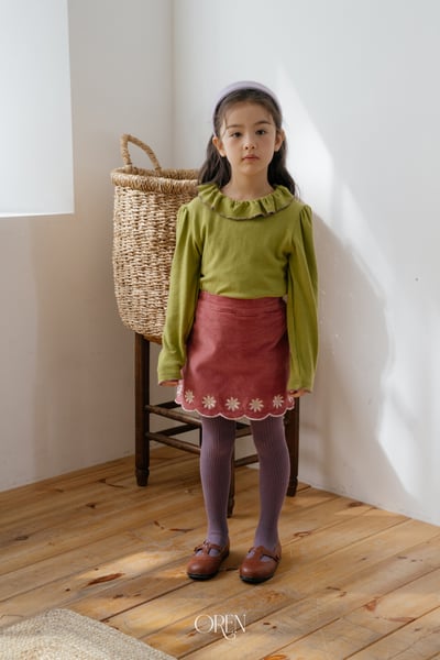 OREN24｜(85-120cm) 復古小雛菊刺繡褲裙2