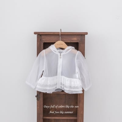 M-KIDS13｜(65-115cm) 荷葉滾邊連帽拉線外套3