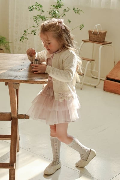 FLO54｜(75-140) 2色針織蕾絲滾邊開襟外套15