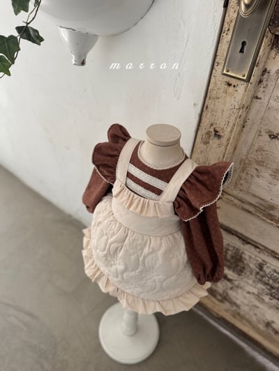 Marron 26｜(1y-6y) 絎縫荷葉肩帶洋裝7