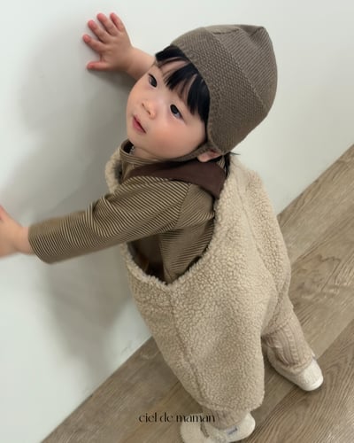 Cieldemaman06｜(6M~24M)  撞色絨毛吊帶褲4