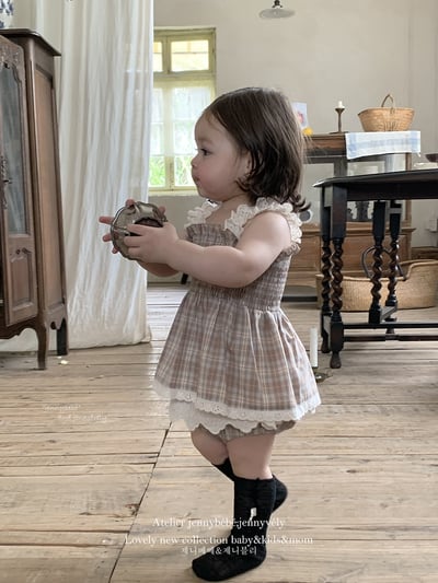 JE22｜(73-100cm) 格紋花邊套裝14