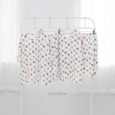 LIME&BLUE01｜(80-118cm MOM )  兔子親子居家服17