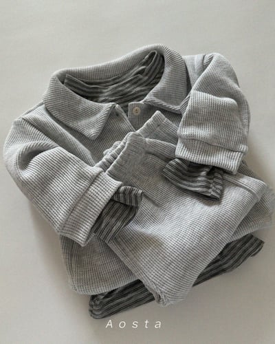 AOSTA33｜(6m-5y) 華夫格縮口長褲8