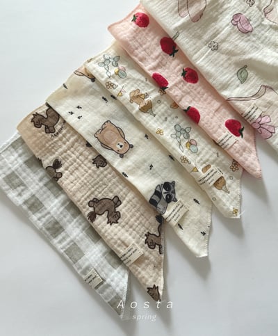 AOSTA24｜(6m-5y) 印花棉麻領巾3