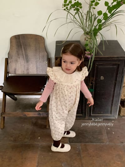 JE559｜(73-100cm) 蕾絲花邊領壓紋上衣/碎連身褲23