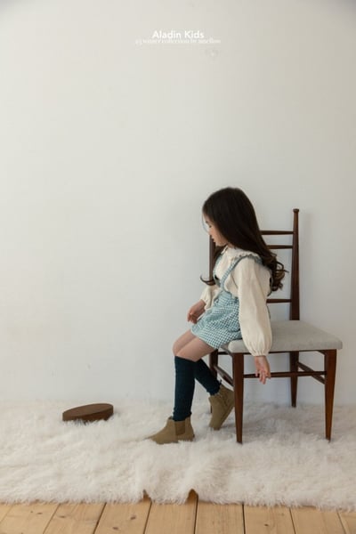 ALADIN18｜(75cm-114cm) 絎縫格紋藍吊帶裙14