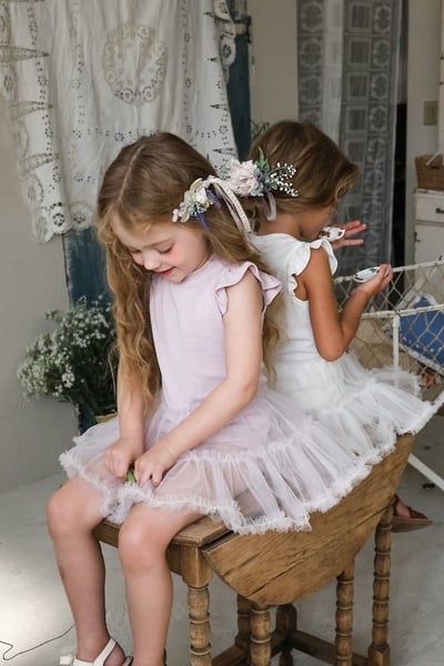 FLO41｜(75-140) 荷葉袖薄紗洋裝6