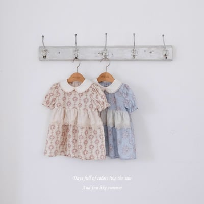 M-KIDS12｜(65-115cm) 歐式碎花滾邊洋裝1