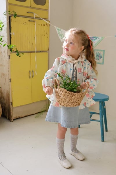 FLO49｜(75-140) 2色田園碎花蕾絲花邊連帽外套18