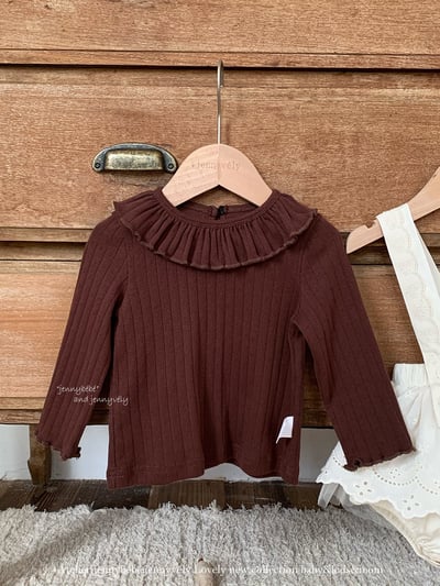 JE493｜(73-100cm) 滾邊翻領上衣/花邊吊帶裙3