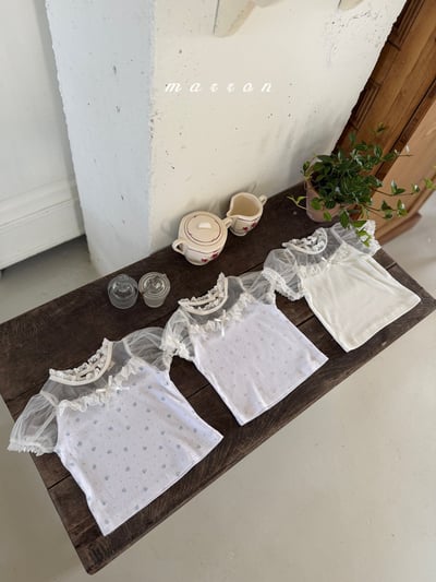 Marron30｜(1y-6y) 優雅緞帶蕾絲上衣2