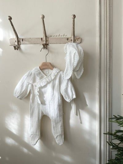 MONBEBE33｜(0m-6m) 蕾絲荷葉連身衣6