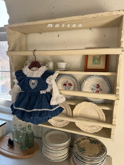 Marron33｜(3m-18m) 愛心刺繡蕾絲花邊包屁衣4