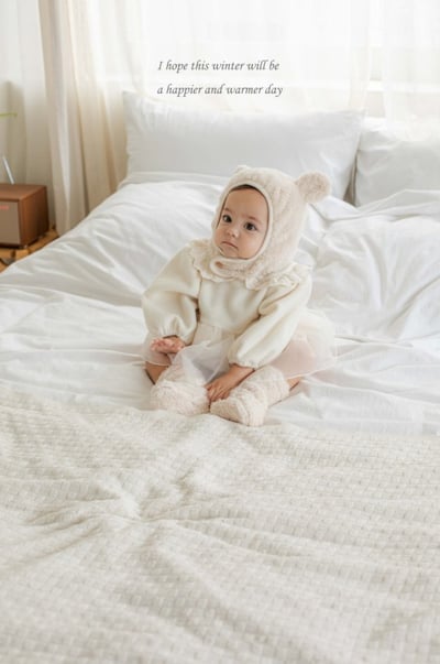 M-KIDS09｜(55-80cm) 2色蕾絲荷葉領抓絨包屁衣8